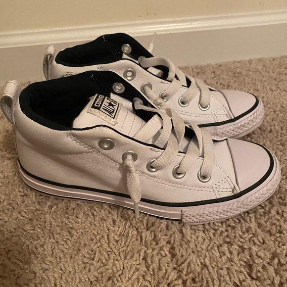 Converse all star junior 1.5 mid top leather slip on shoes - Picture 1 of 4